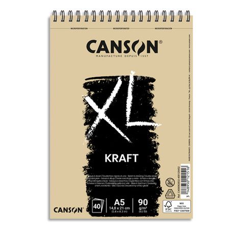 Bloc XL® Kraft Canson 40 feuilles A5 90g 400082832 - Papier Dessin